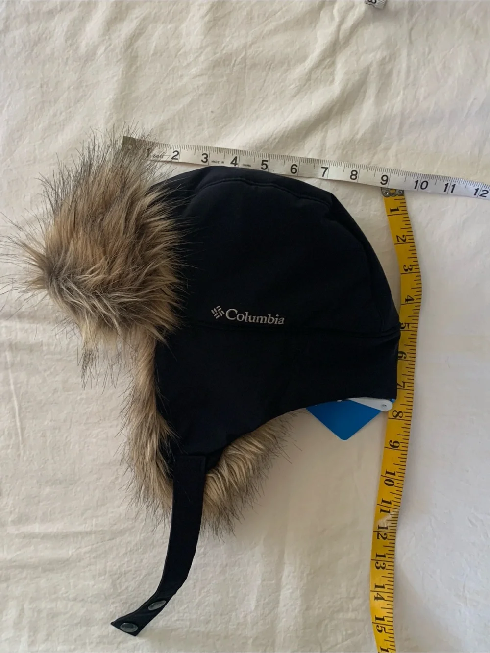 Columbia Black Kids Faux-Fur Pom Trapper Hat